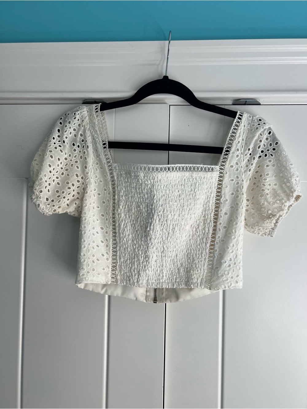 Lost in Lunar White Eyelet Square-Neck Crop Top